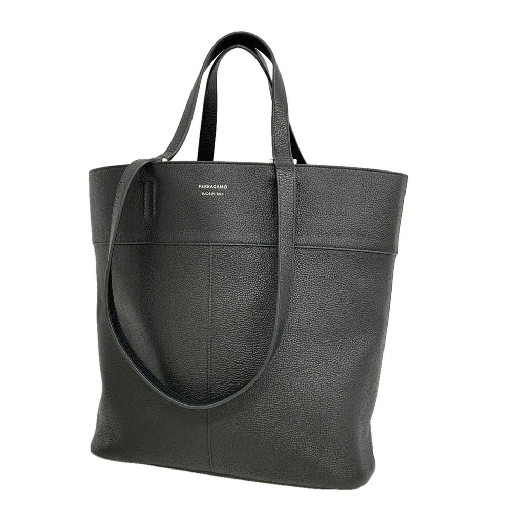 Salvatore Ferragamo Leather Tote Bag, Black, 2-way Bag for Men